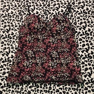 L.E.I. Pink and White Leopard Print Tank Top